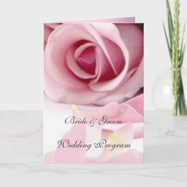 Programa de Boda de Rosas Rosadas Vintage (Anverso)