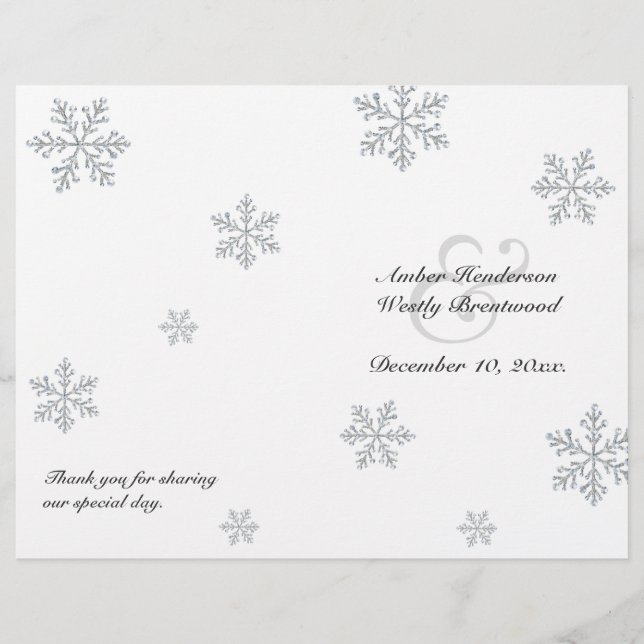 Programa de Boda de Snowflake en invierno (Anverso)