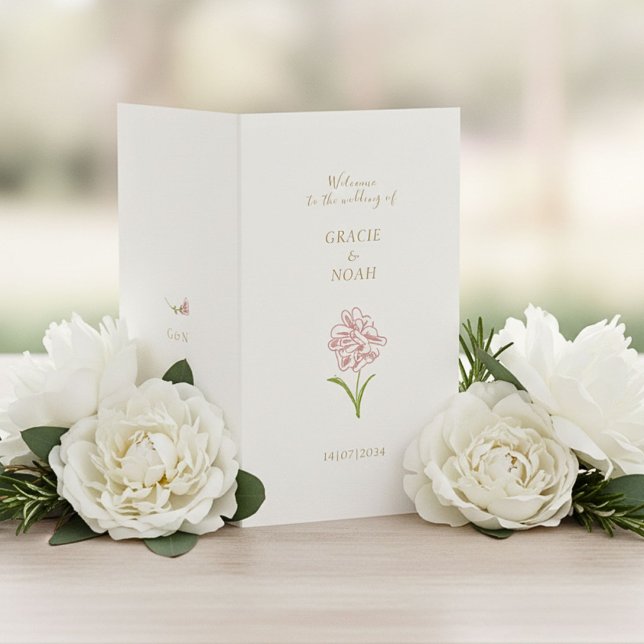 Programa de Boda de Tarjeta Doblada Flor de Rosa M (Subido por el creador)
