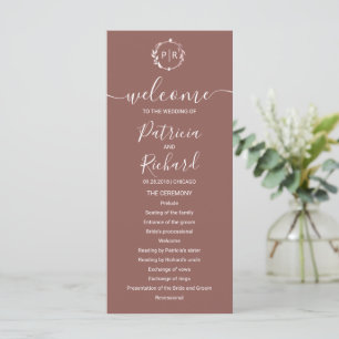 Programa de Boda de Terracota con Monograma