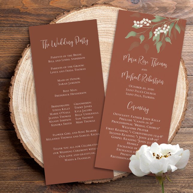 Programa de Boda de Terracota Elegante Personaliza (Subido por el creador)