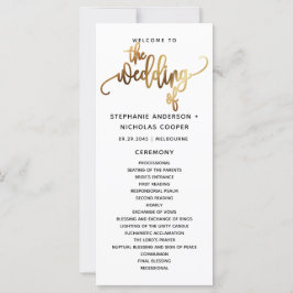 Programa de Boda de Tipografía con Guión de Oro Ne