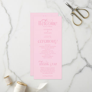 Programa de Boda de Tipografía Moderna Rosa