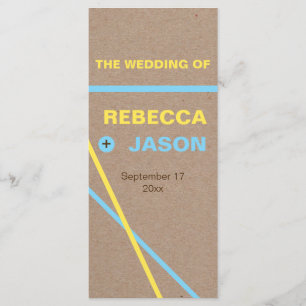 Programa de boda de tipografía y rayas modernas