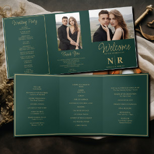 Programa de Boda de Tres Solapas con Monograma de 