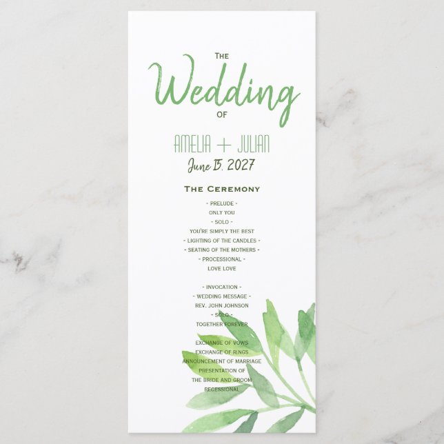 Programa de Boda de Vegetación (Anverso)