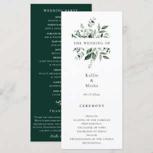 Programa de boda de vegetación botánica natural