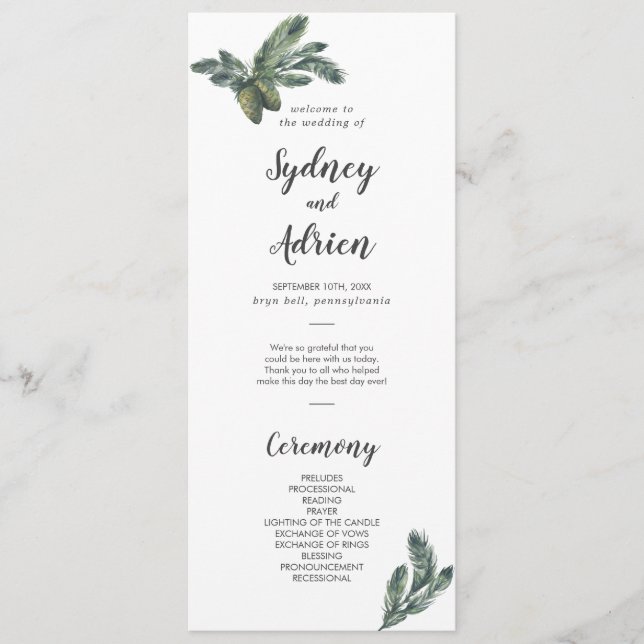 Programa de Boda de Verdeza de Invierno (Anverso)