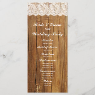 Programa de Boda de Vintage de Madera en el País