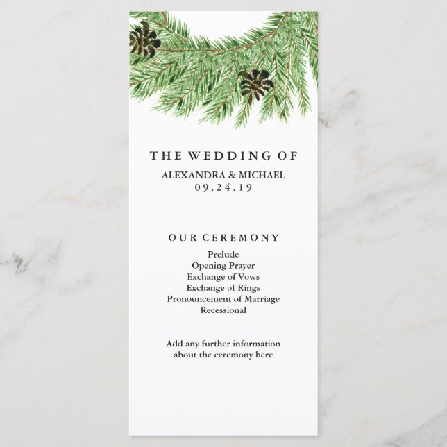 Programa de Boda de Winter Pines (Anverso)