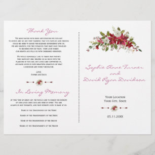 Programa de Boda de Winter Red Poinsettia