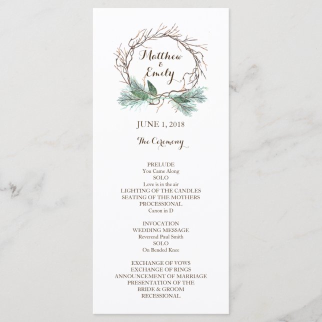 Programa de Boda de Wreath en Invierno (Anverso)