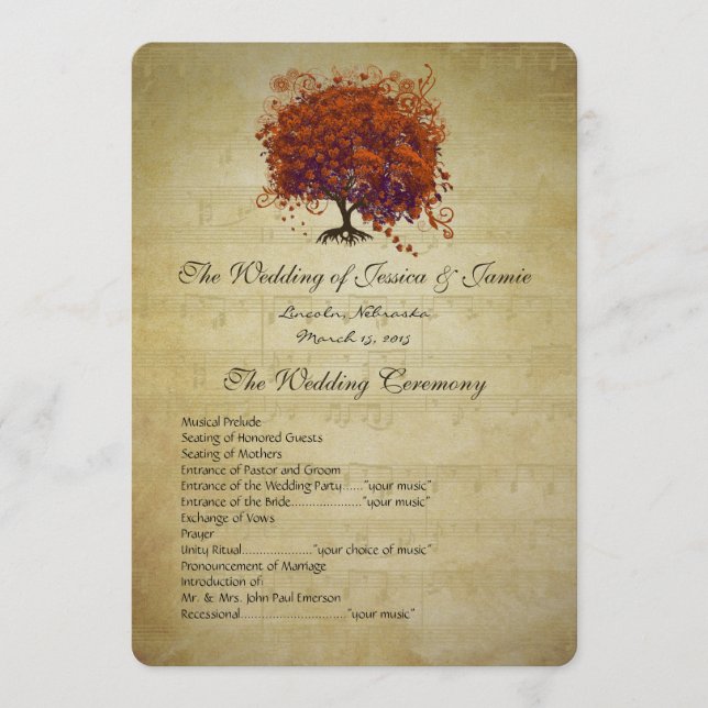 Programa de Boda del Árbol del Corazón de Coral Os (Anverso)