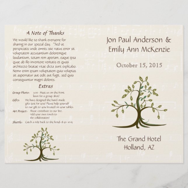 Programa de Boda del Árbol Musical Ligero (Anverso)