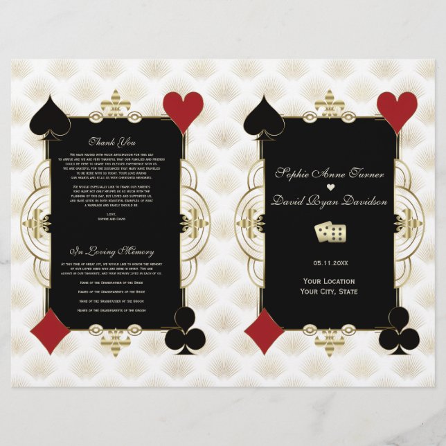 Programa de Boda del Casino Glam Gold Vegas (Frente)