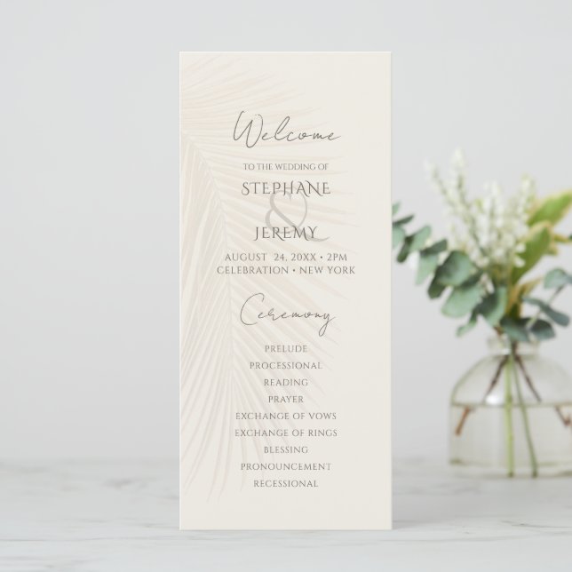 Programa de Boda del Desierto de la Hoja de Palma  (Anverso de pie)