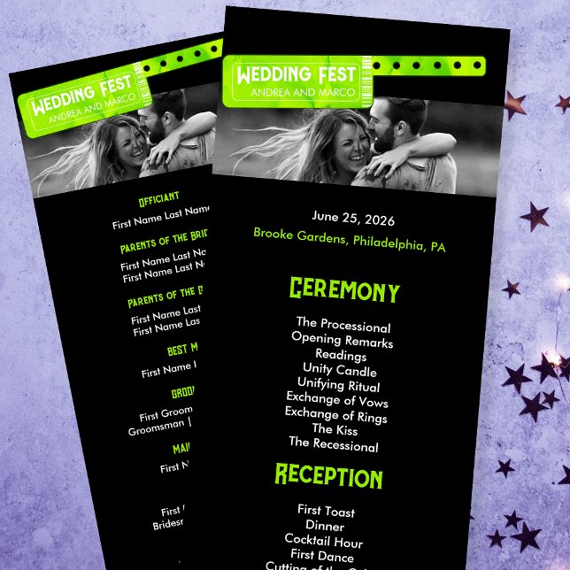 Programa de Boda del Festival del Boda Rock y Roll (Rock and Roll Wedding Festival Wedding Program)