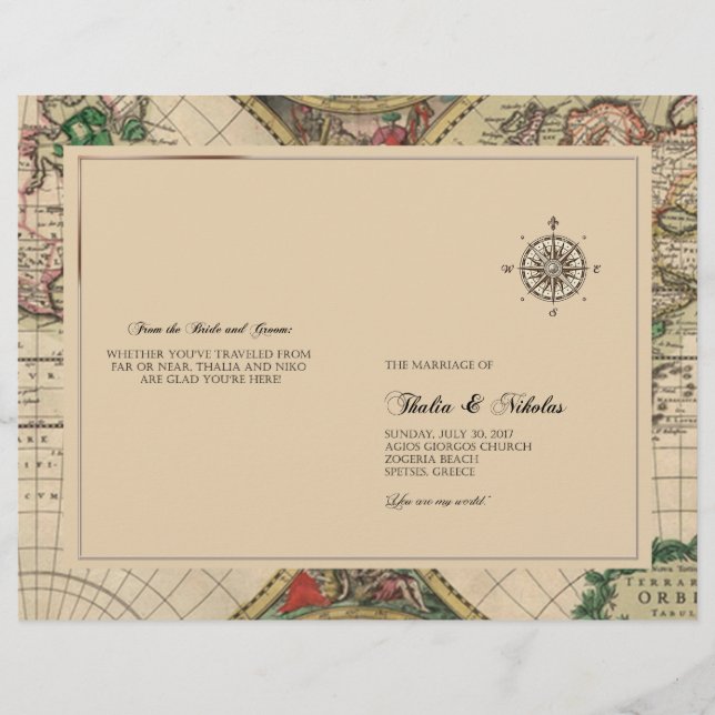 Programa de Boda del Mapa del Antiguo Mundo Thalia (Anverso)
