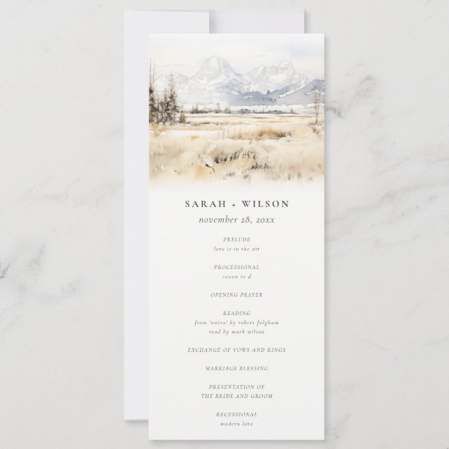 Programa de Boda del Paisaje de Jackson Hole Wyomi (Anverso)