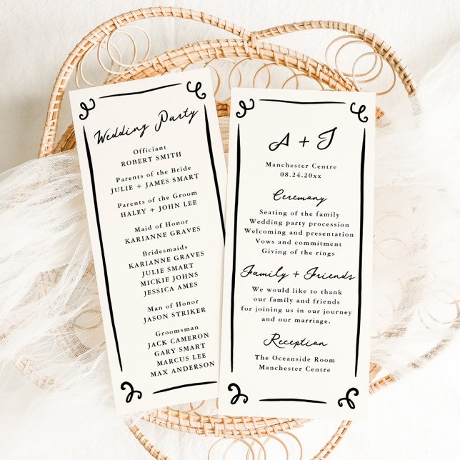 Programa de Boda Dibujado a Mano con Fantasía + Fi (Subido por el creador)