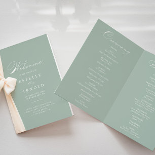 Programa de Boda Doblado con Caligrafía Blanca Ver