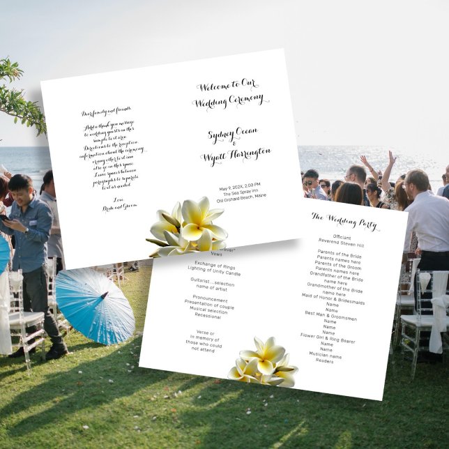 Programa de Boda Doblado con Flores de Frangipani (Subido por el creador)