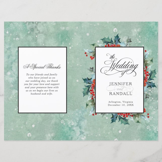 Programa de Boda Doble de Agua Holly y Berrie (Anverso)