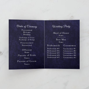 Programa de Boda Doble de Terciopelo Azul Marino B