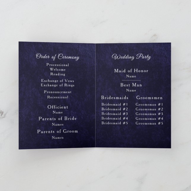 Programa de Boda Doble de Terciopelo Azul Marino B (Interior)