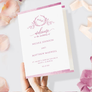 Programa de Boda Doble en Monograma Rosa Mauve