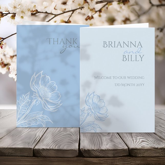 Programa de Boda Doble Floral Azul minimalista (Subido por el creador)