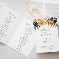 Programa de Boda Doble Floral Multicolor Elegante