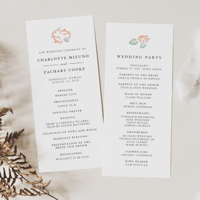 Programa de Boda Doble Pareja Koi Pond (Subido por el creador)