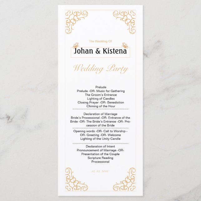 Programa de Boda Dorada (Anverso)