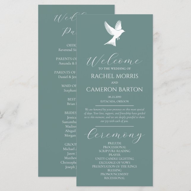 Programa de Boda Dove Clásico Ceremonia (Anverso / Reverso)