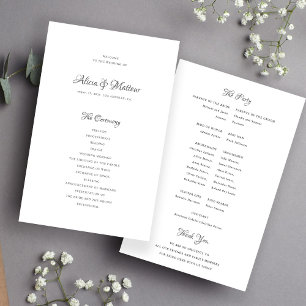 Programa de boda económico con caligrafía elegante