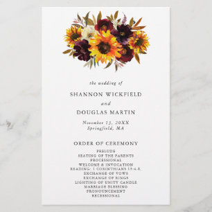 Programa de Boda Económico de Girasoles de Otoño R