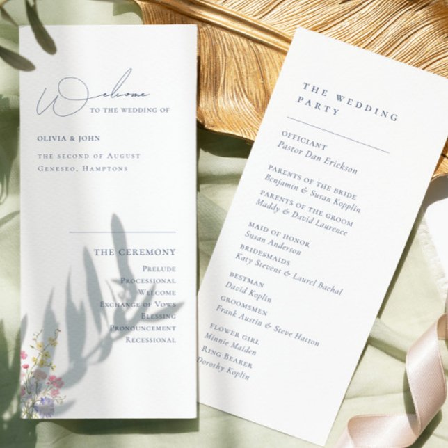 Programa de Boda Elegante Boho Chic Flores Silvest (Elegant Boho Chic Wildflowers Wedding Program)