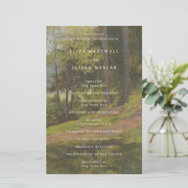 Programa de Boda Elegante Bosque Rústico (Anverso de pie)