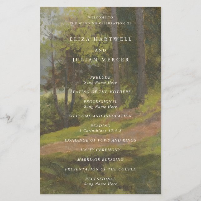 Programa de Boda Elegante Bosque Rústico (Frente)