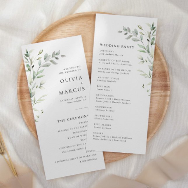 Programa de Boda Elegante Botánica de Oliva Verde  (Subido por el creador)