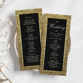 Programa de Boda Elegante Chic Negro y Dorado