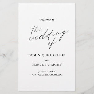 Programa de Boda Elegante con Caligrafía Moderna y