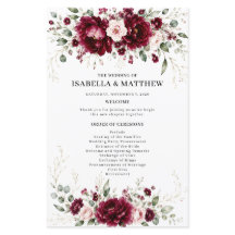 Programa de Boda Elegante con Floral de Borgoña