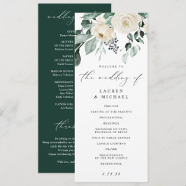 Programa de Boda Elegante con Follaje Verde Blanco