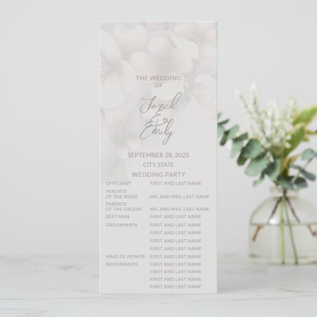 Programa de Boda Elegante de Flor de Cerezo | Comp (Anverso de pie)