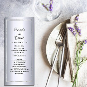Programa de boda elegante de glam metálico platead
