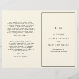 Programa de Boda Elegante de Monograma Crema Simpl