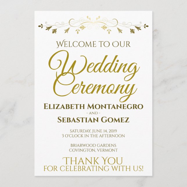 Programa de Boda Elegante de Relieve metalizado Fa (Anverso)