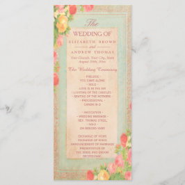 Programa de Boda Elegante de Rosas Vintage